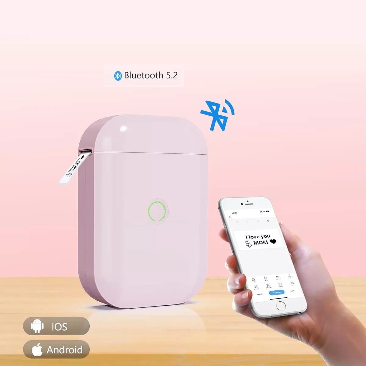 Impresora Térmica De Etiquetas Portátil Bluetooth D11 Rosa