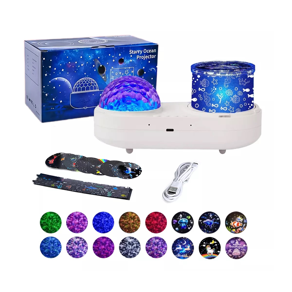 2 En 1 Proyector De Estrellas Océano Luz De Noche De Mesa
