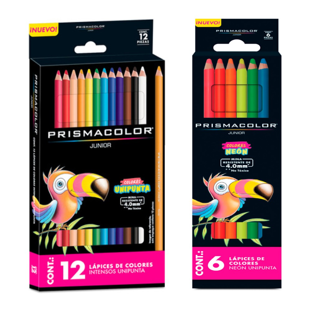 Prismacolor Junior Lápices de Colores, 18 Tonos Neón y Surtidos, Intensos y Duraderos