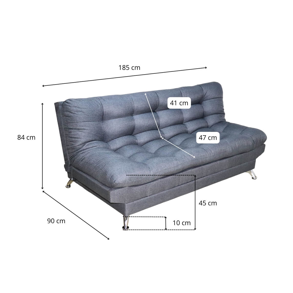Sofá Cama Gris Matrimonial 3 Posiciones.