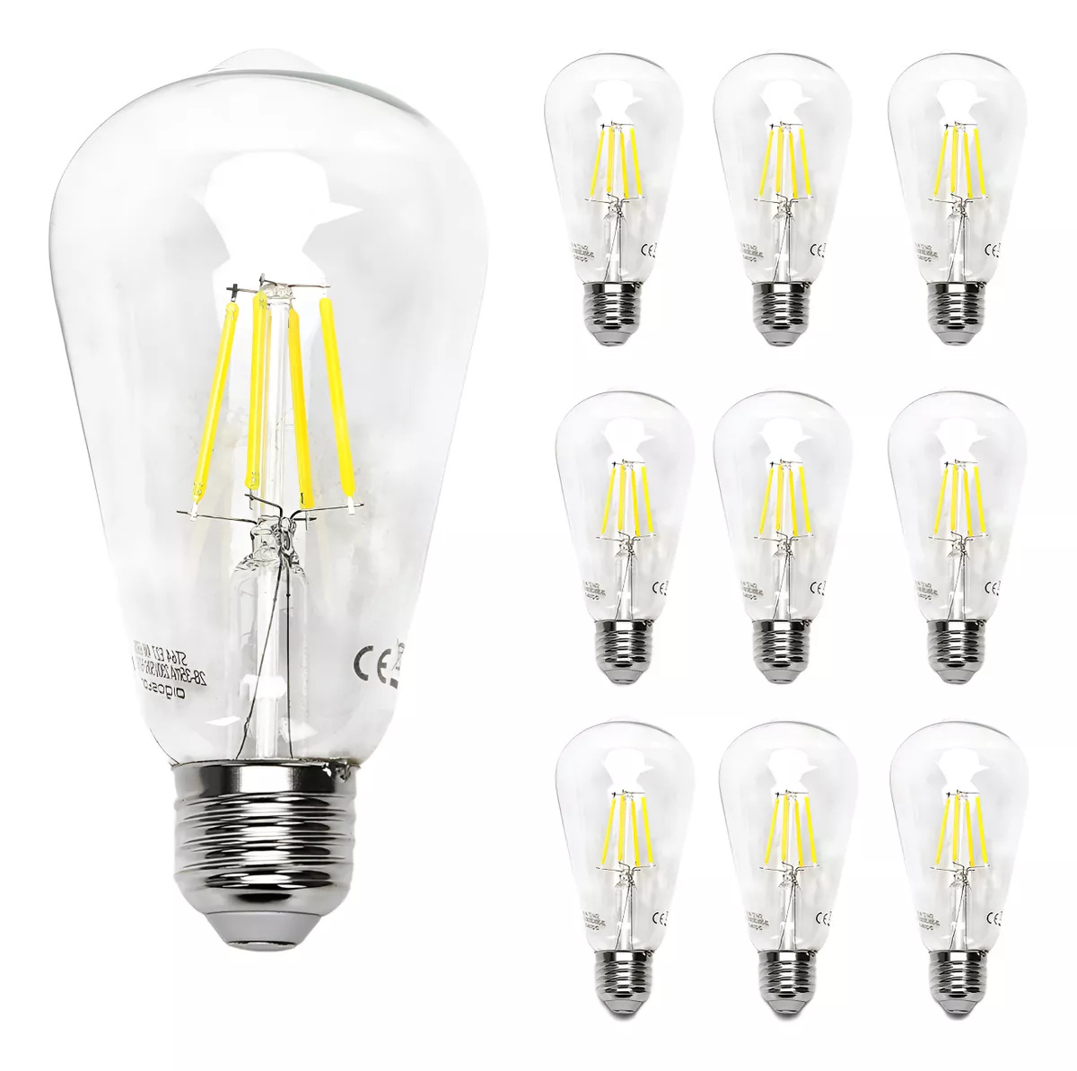 Lampara Foco Vintage Led Ahorrador St64 E27 6w 10pcs