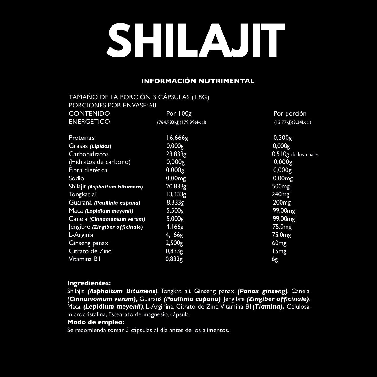 BDM LAB Shilajit Puro del Himalaya 180 Cápsulas con Tongkat Ali, Maca y L-Arginia, Suplemento para Vitalidad y Salud Sexual