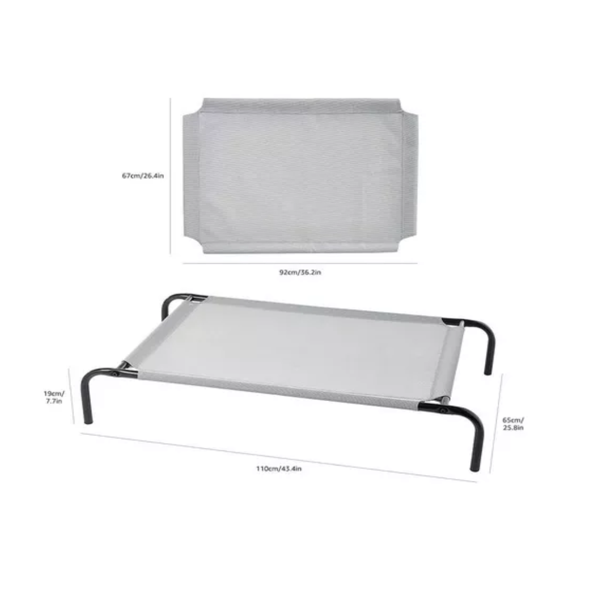 Cama Elevada Para Perro Mediano Resistente Portátil Color Gris