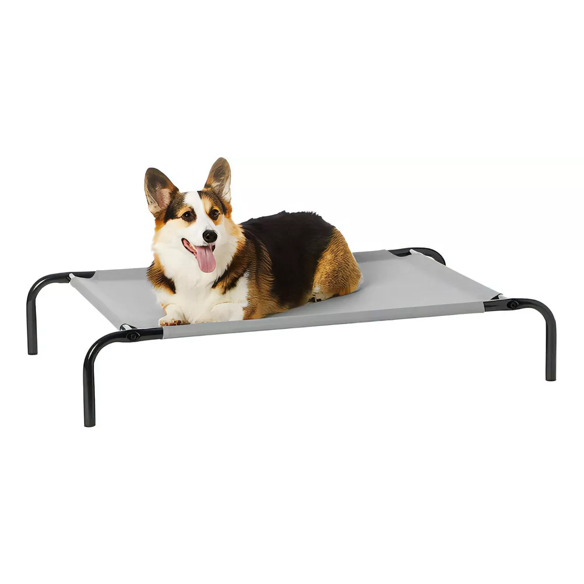 Cama Elevada Para Perro Mediano Resistente Portátil Color Gris