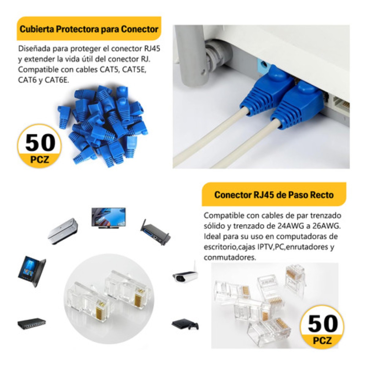 Kit De Pinzas Ponchadora De Cable Crimpadora Rj45 Cat5/6 negro amarillo