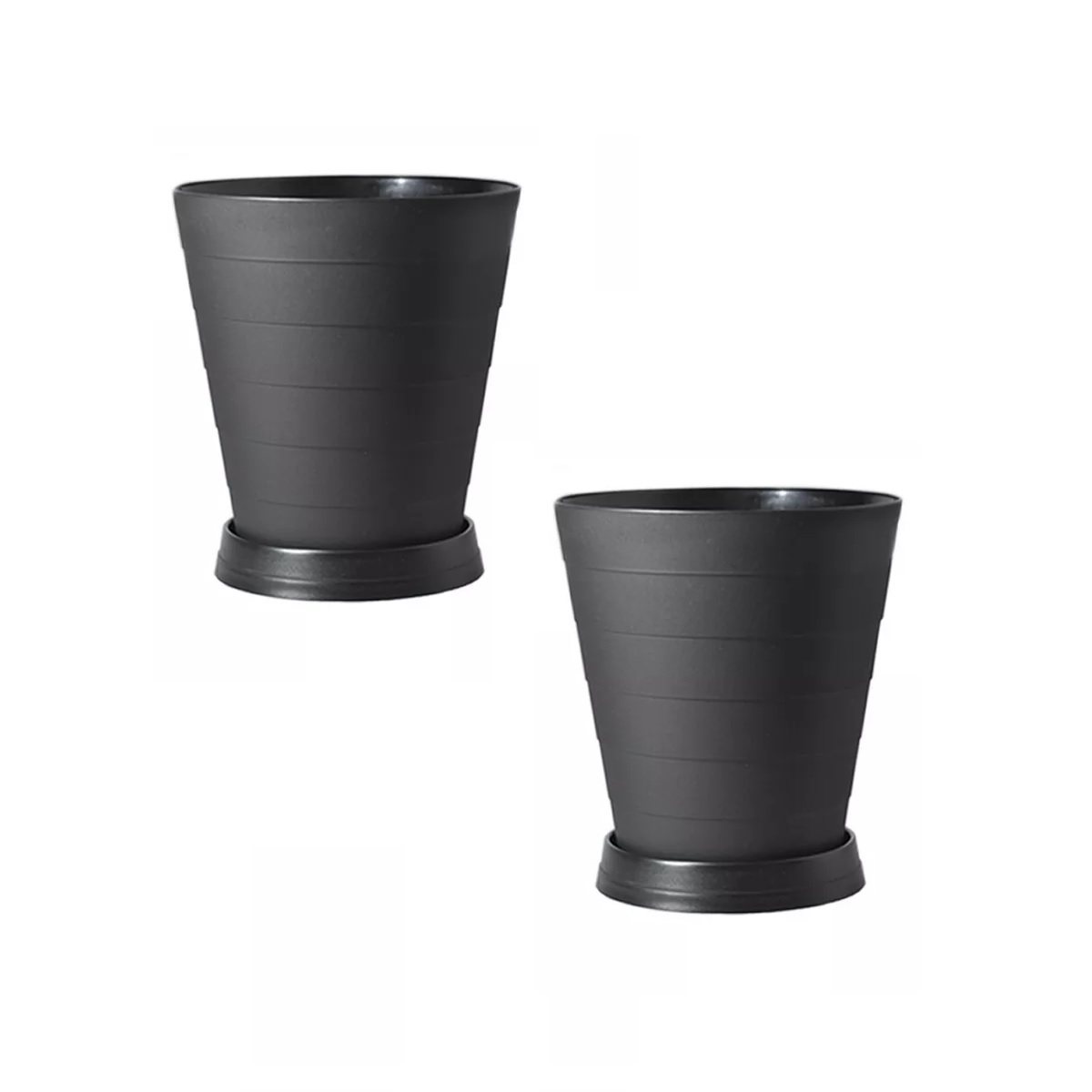 2 Macetas Grande Moderna Minimalista Interior Exterior Plato Negro