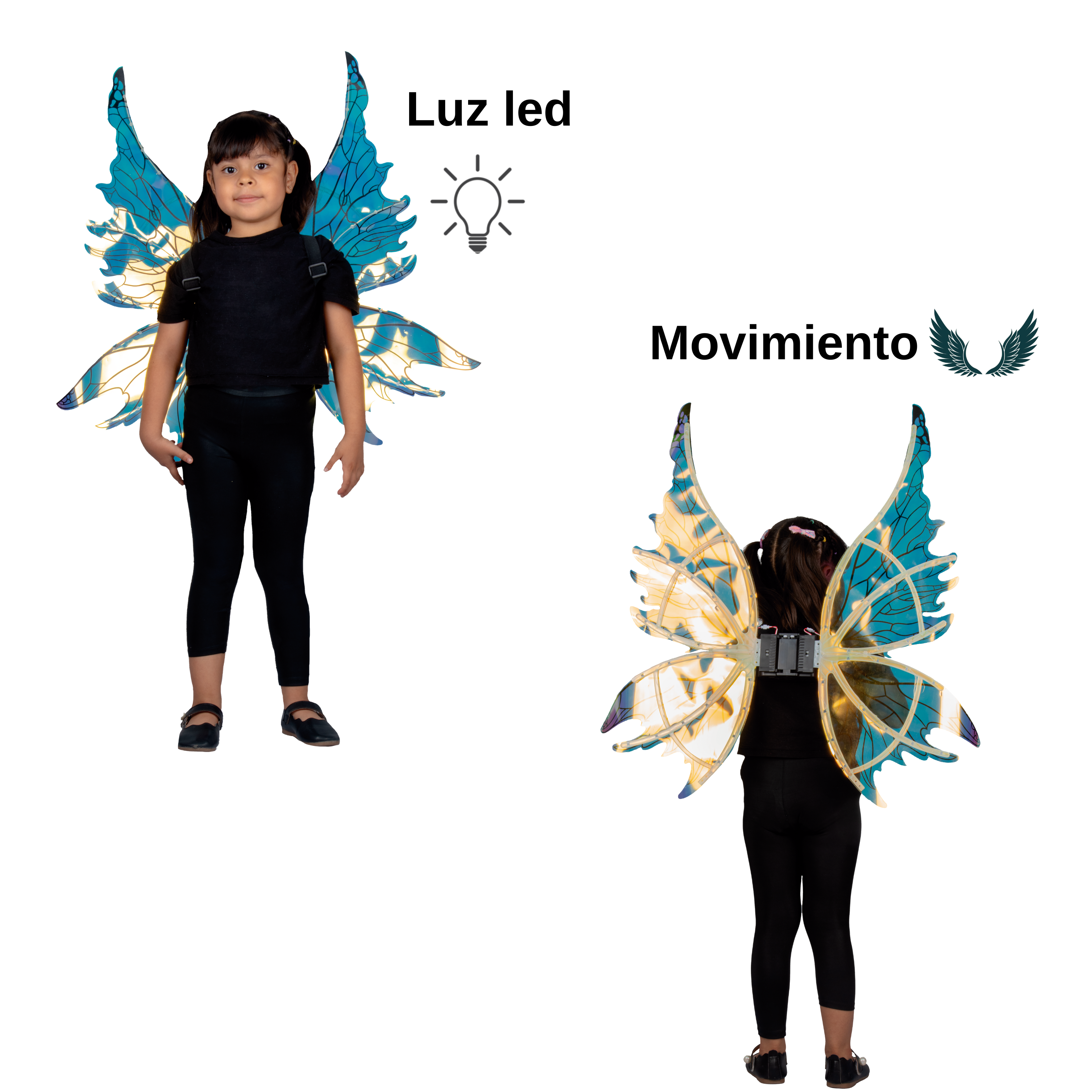 Alas De Hada Para Niña, Animadas Con Luz Y Movimiento, Disfraz de Hada.