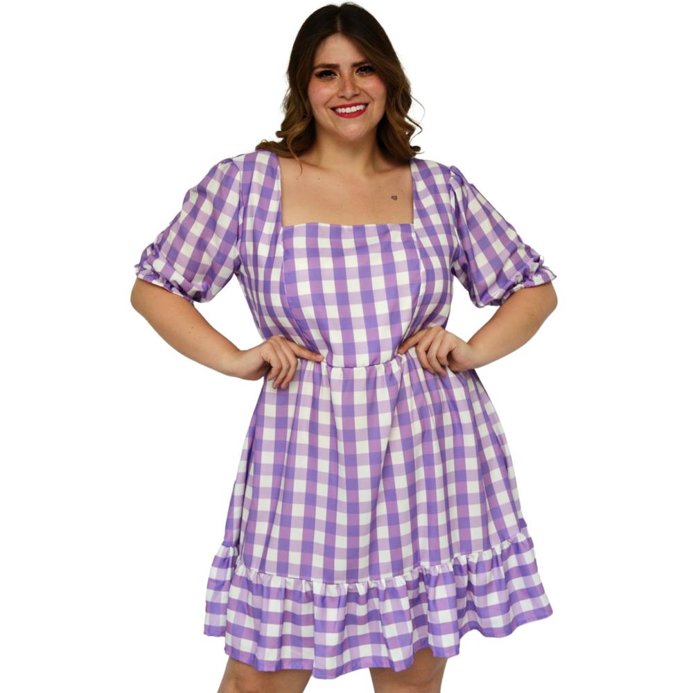 Vestido con manga bombacha (talla extra), modelo 4272 (Lila)