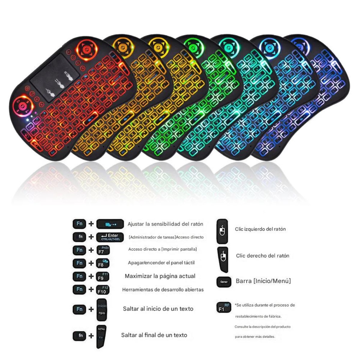 Mini Teclado Pc Inalambrico Bluetooth Touchpad Iluminado gamer consola tv box smart tv pantalla led.