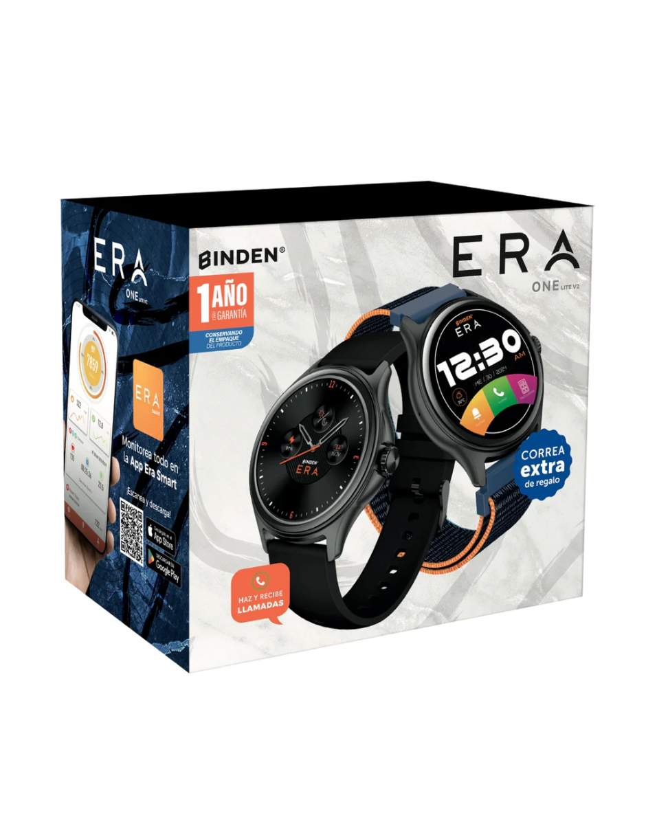 Reloj Smartwatch ERA One Lite V2 BINDEN Realiza Y Contesta Llamadas Negro