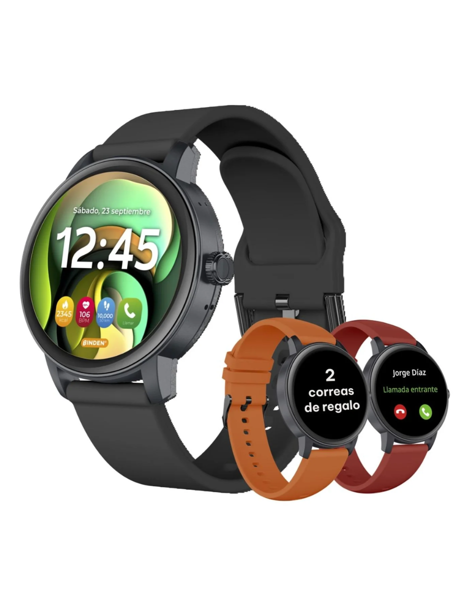 Reloj Smartwatch ERA One Lite BINDEN Realiza Y Contesta Llamadas Negro