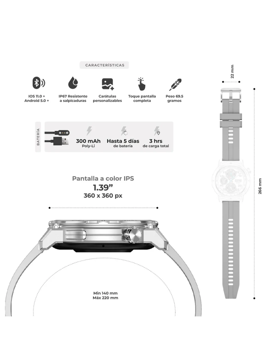 Reloj Smartwatch ERA ARMY Eros BINDEN Con asistente de voz Negro