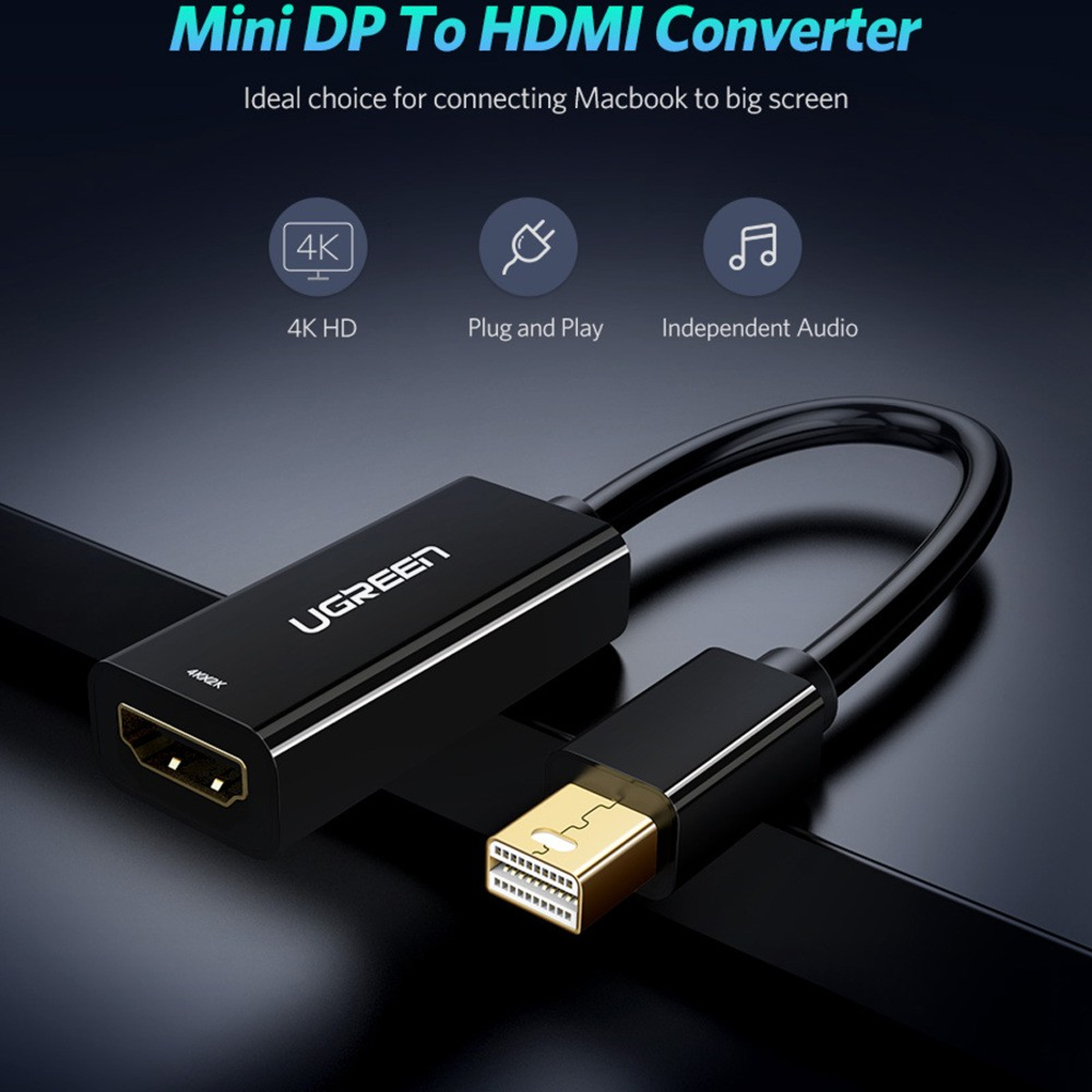 Adaptador Ugreen 40360 4k Mini Displayport A Hdmi Negro
