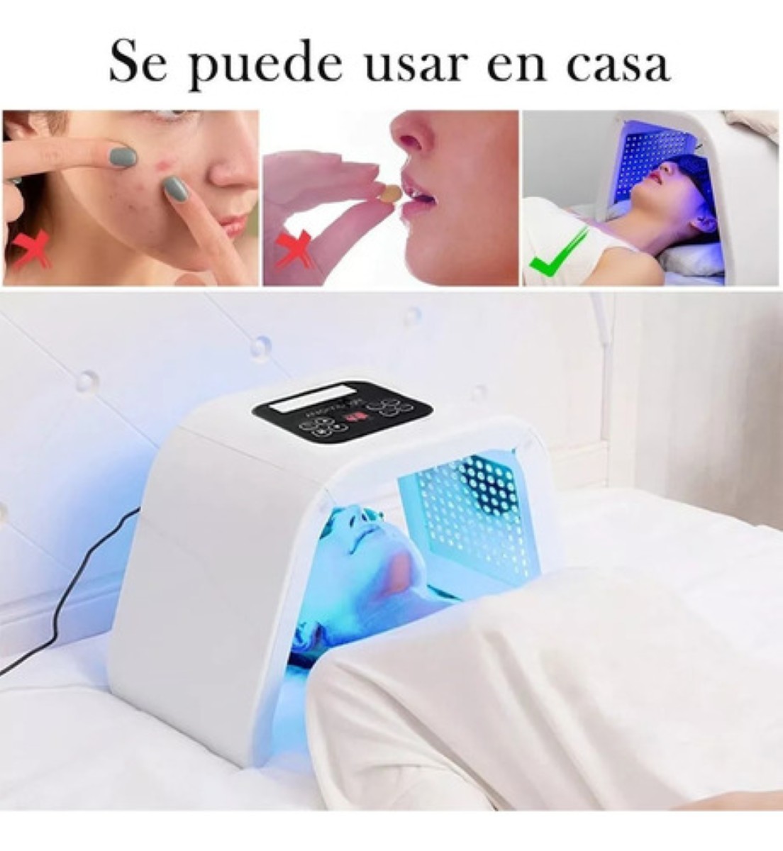 Para Cara Y Cuello Cosmético,maquina Facial De Led 7 Colores blanco