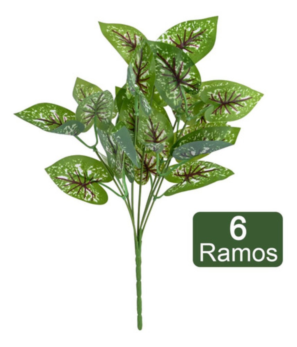 6pcs Adornos Decoracion Hogar De Plantas Artificiales Green2 hoja verde linea guinda