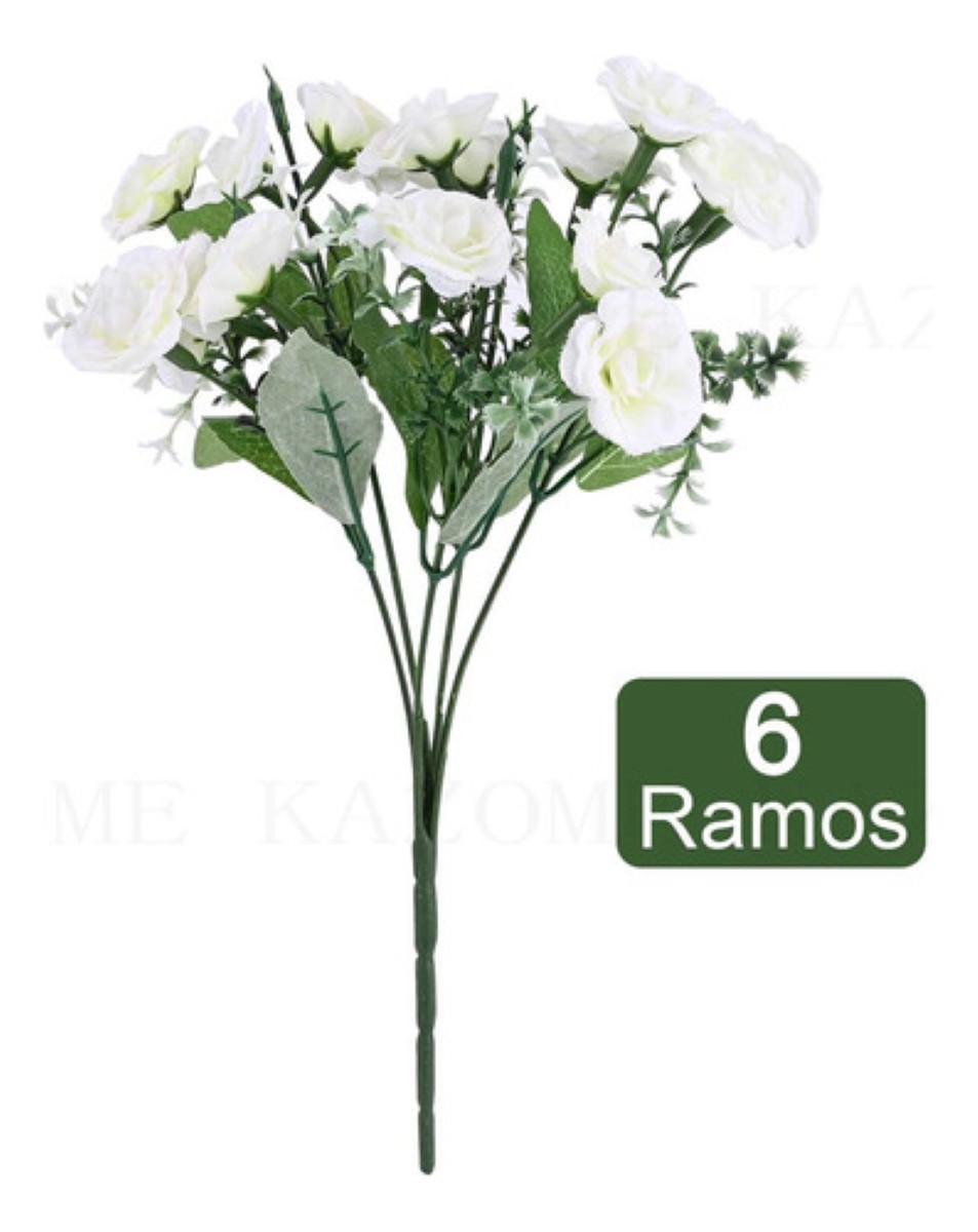 6 Ramos Flores Artificiales Rama Decoración BLANCO