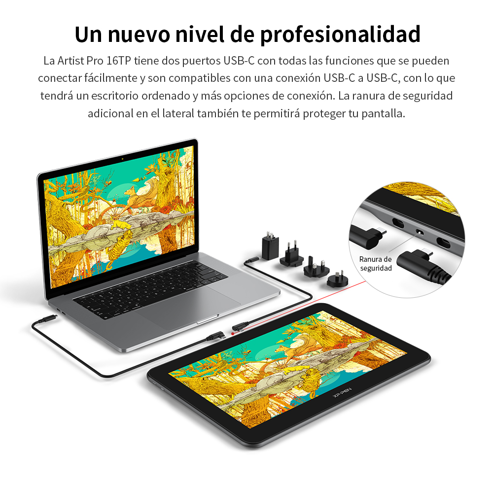 Tableta Grafica Artist 16 Pro Pantalla 4K Negro Xp-Pen