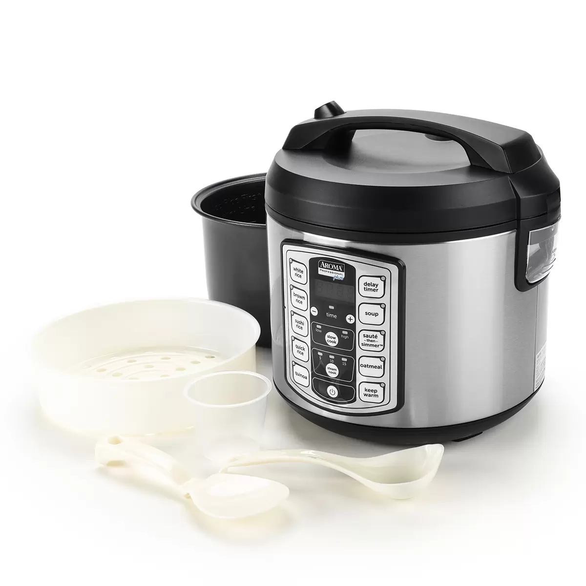 Olla de Cocción Lenta Aroma ARC-5000SB Arrocera 3.7Lts Multifunciones + Accesorios