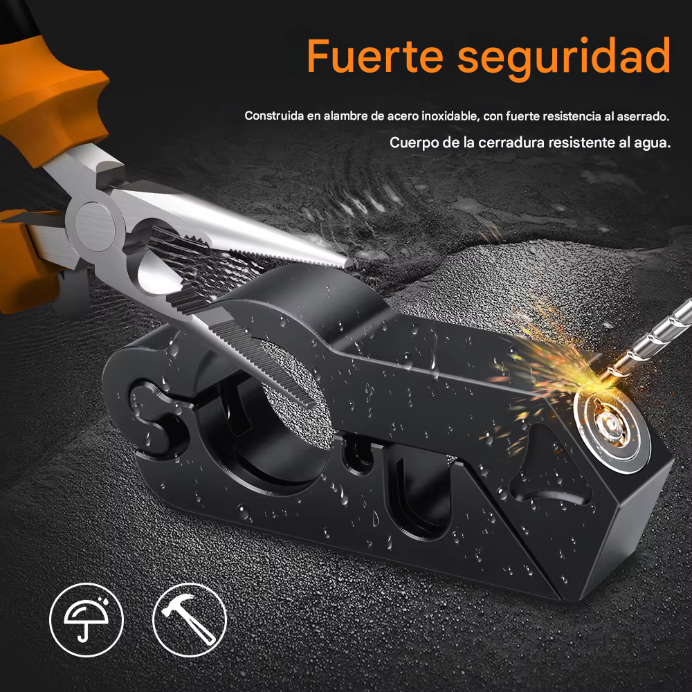 Candado antirrobo manillar motocicleta freno tambor vehículo eléctrico negro seguro portátil.