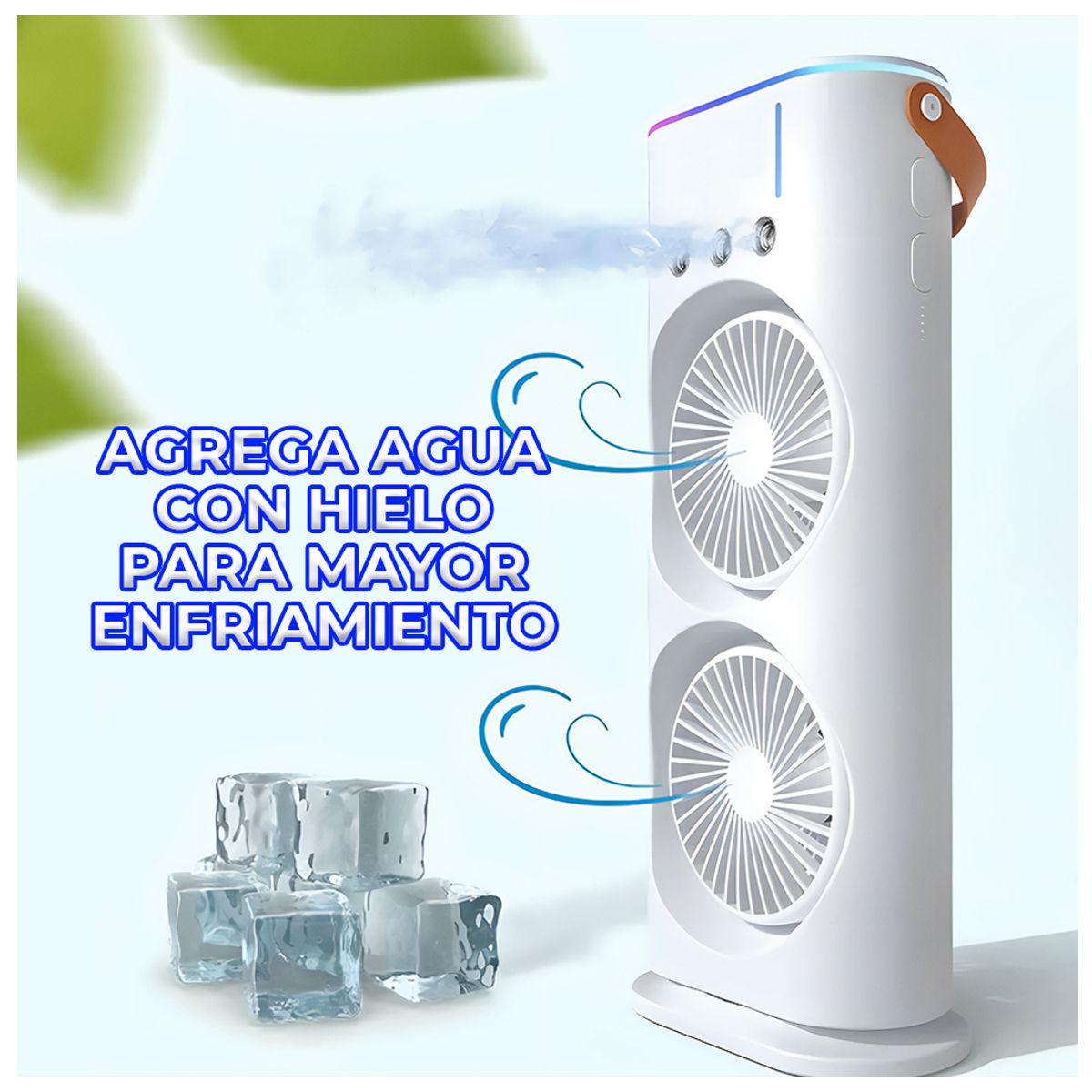 Ventilador De Torre Doble Con Efecto Humidificador Enfriador Con Base Giratoria Y Control Remoto
