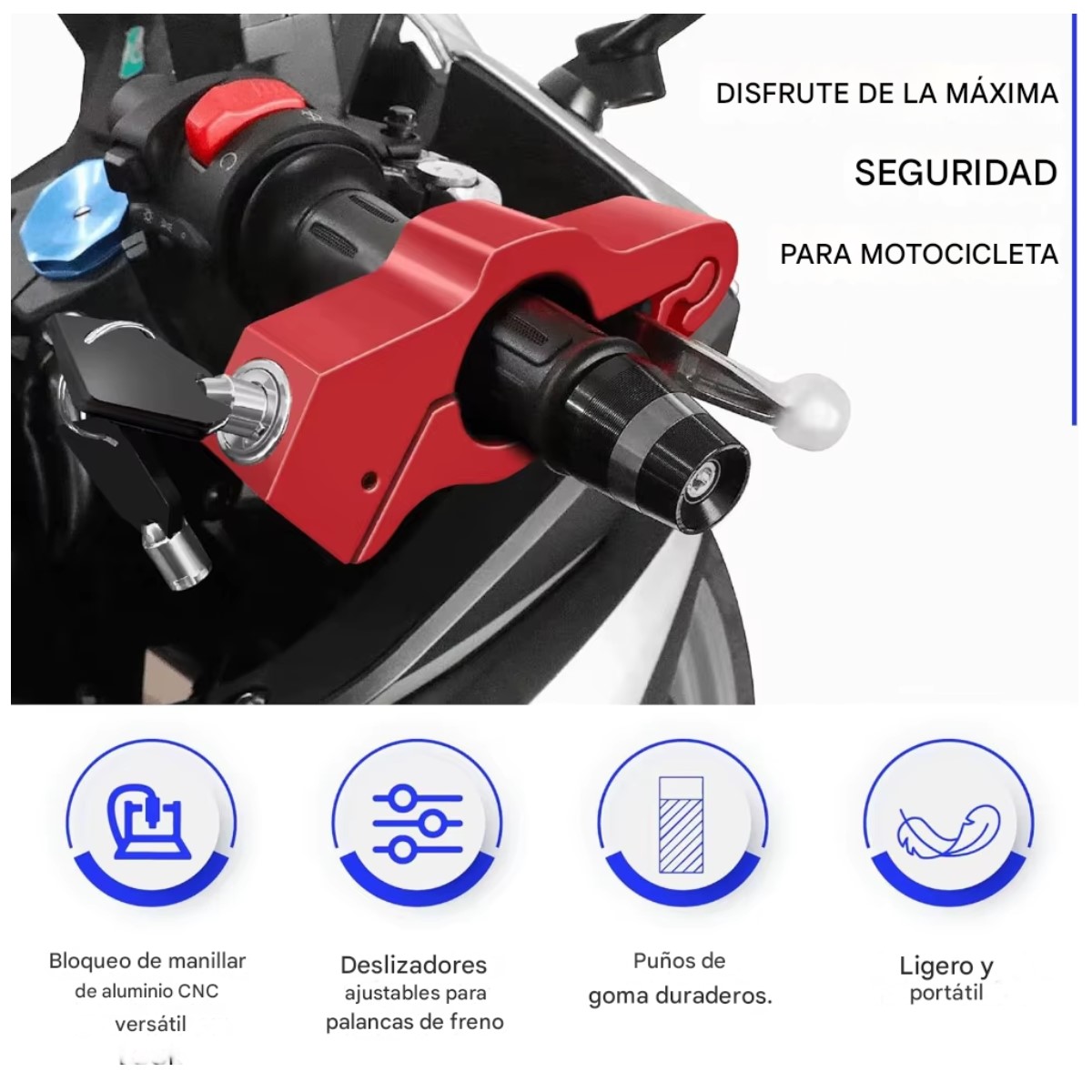 Candado antirrobo manillar motocicleta freno tambor vehículo eléctrico negro seguro portátil.