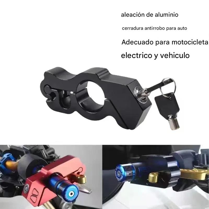 Candado antirrobo manillar motocicleta freno tambor vehículo eléctrico negro seguro portátil.