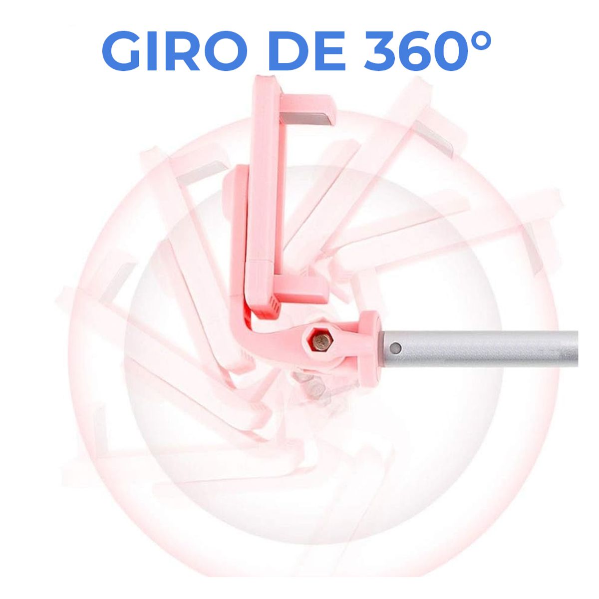 Baston Selfie Stick Control Bluetooth Con Luz Tipo Flash Recargable Color Rosa