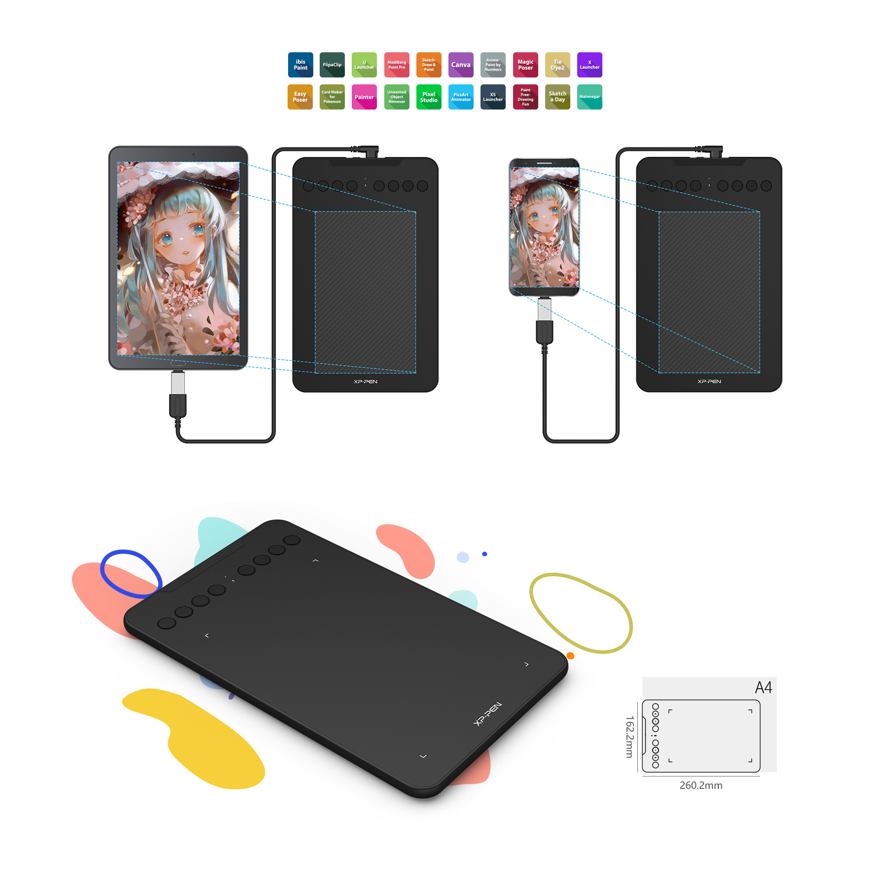 Tableta Grafica Inalambrica Negra Deco Mini 7 Wireless Xp-Pen