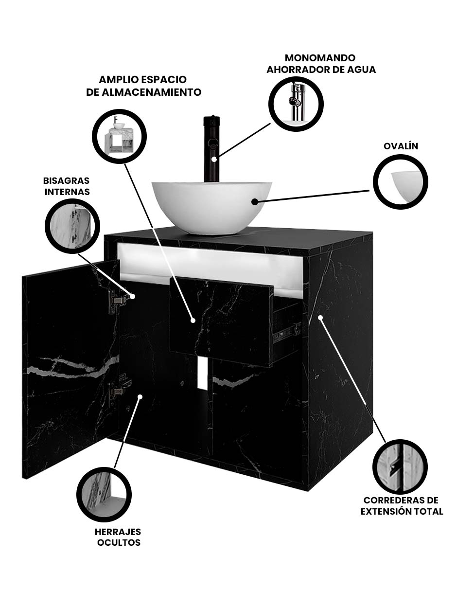 Gabinete De Baño Con Lavabo CLAIRE Con Ovalin Minimalista