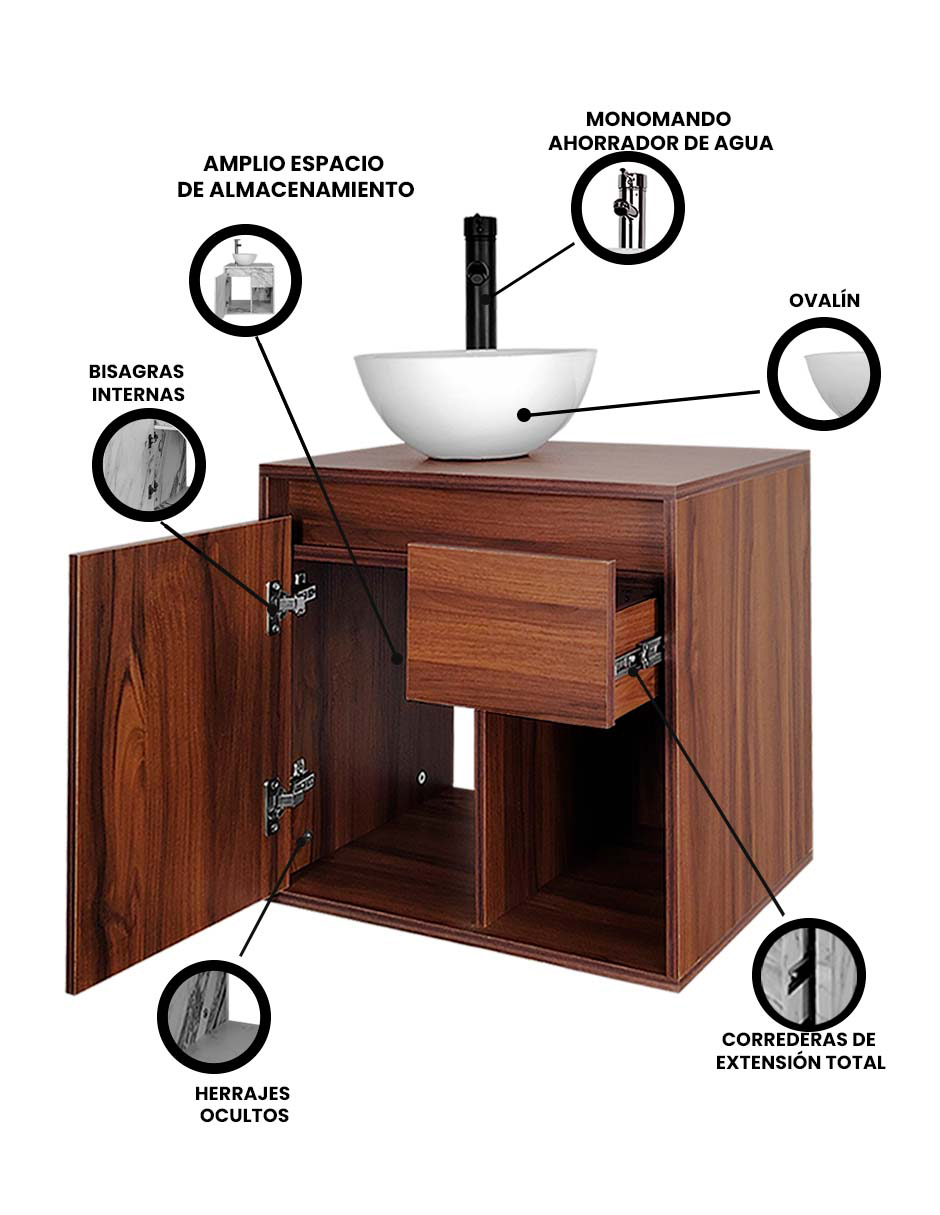 Gabinete De Baño Con Lavabo CLAIRE Con Ovalin Minimalista
