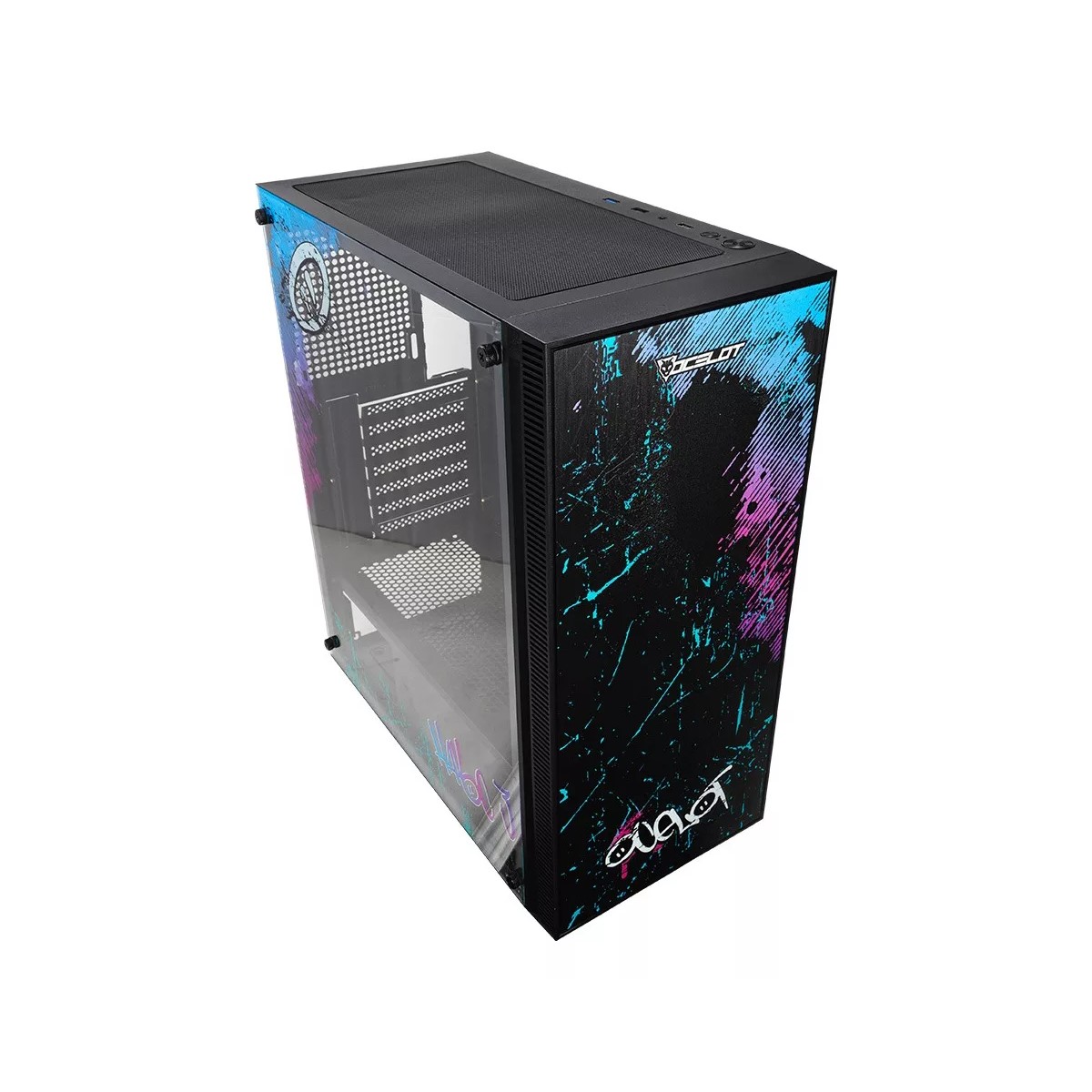 Gabinete Gamer Soporta Ventiladores GPU 340 mm Cristal Negro Grafiti Street Urbano OC-HAVOC 3