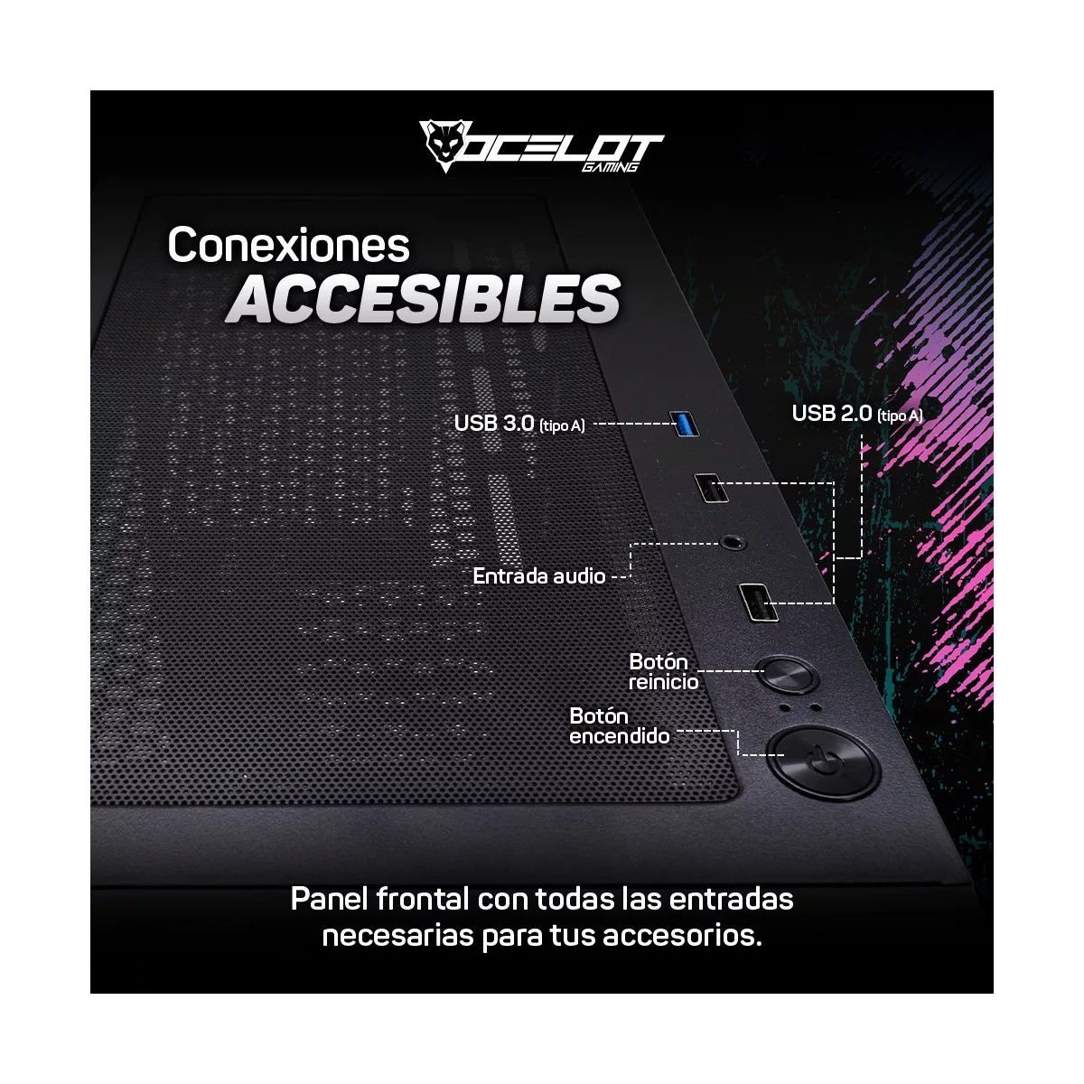 Gabinete Gamer Soporta Ventiladores GPU 340 mm Cristal Negro Grafiti Street Urbano OC-HAVOC 3