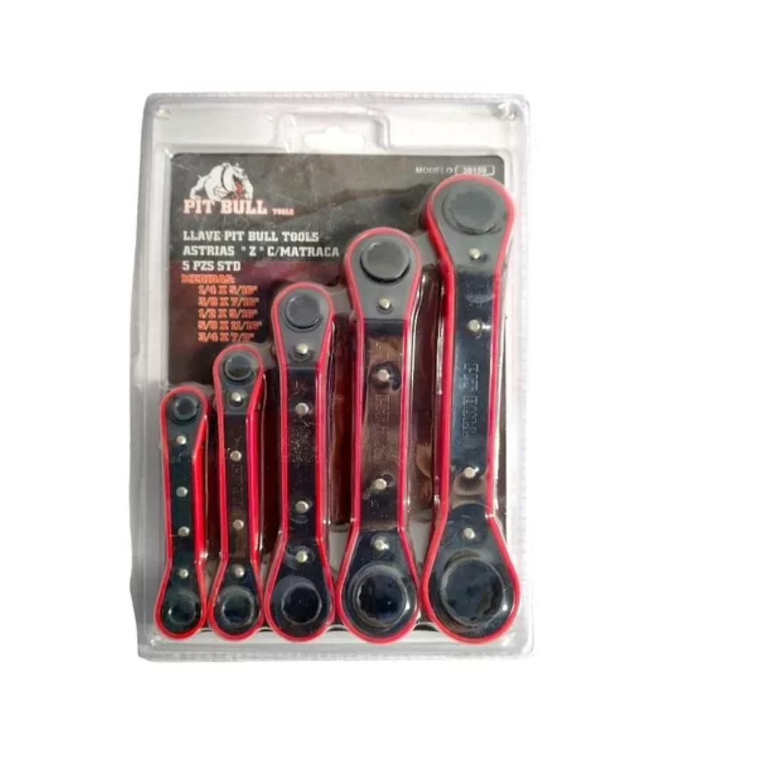 LLAVE ASTRIAS 5 PIEZAS STD, MARCA PIT BULL TOOLS. 