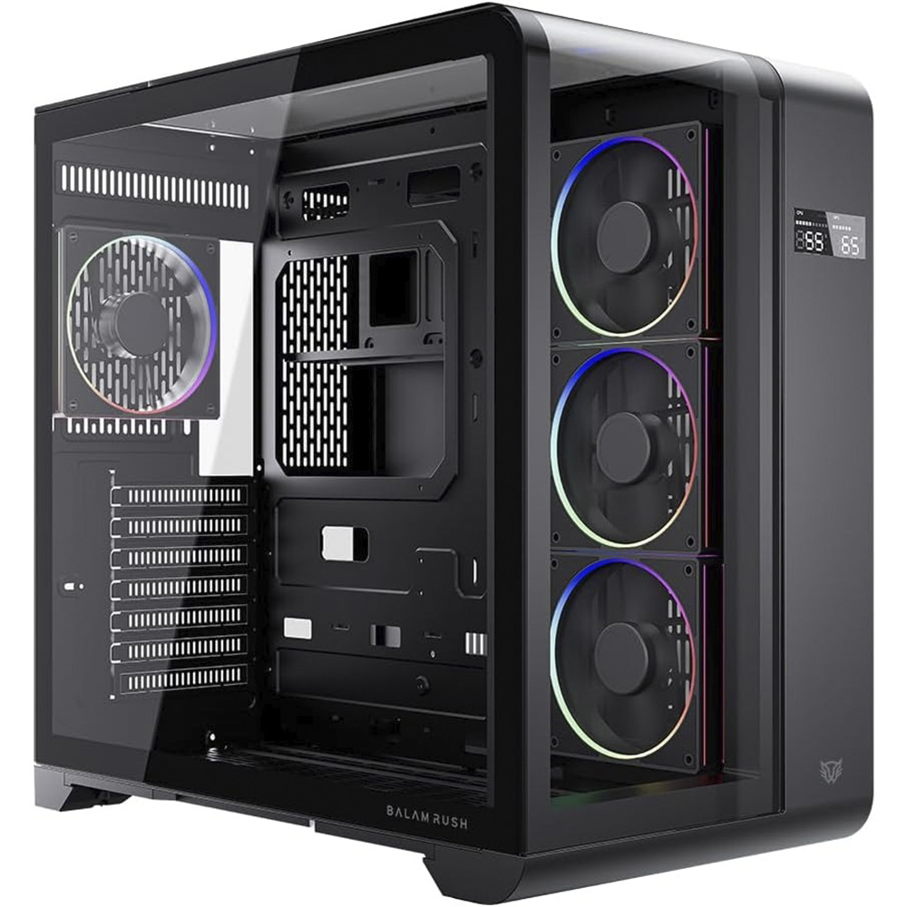 GABINETE BALAM RUSH TANK EXPERT CURVE 7400 NEGRO ATX DIGITAL 4VENT ARGB CRISTAL S/FUENTE BR-941594 