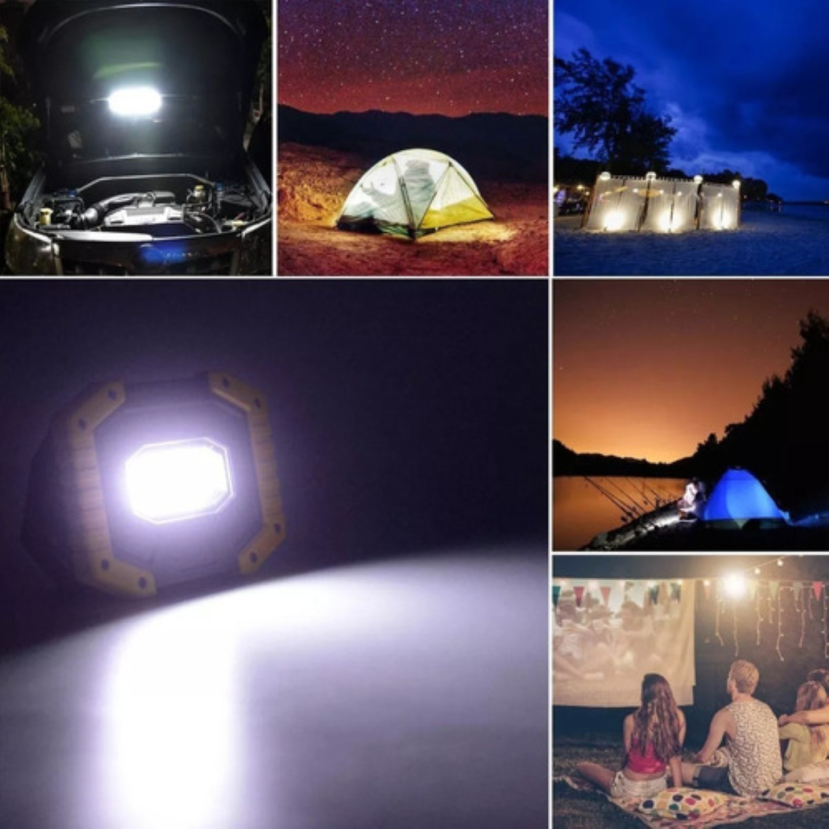 Lámpara Recargable De Trabajo Tipo Led De Mano P/campamento NEGRO NARANJA 