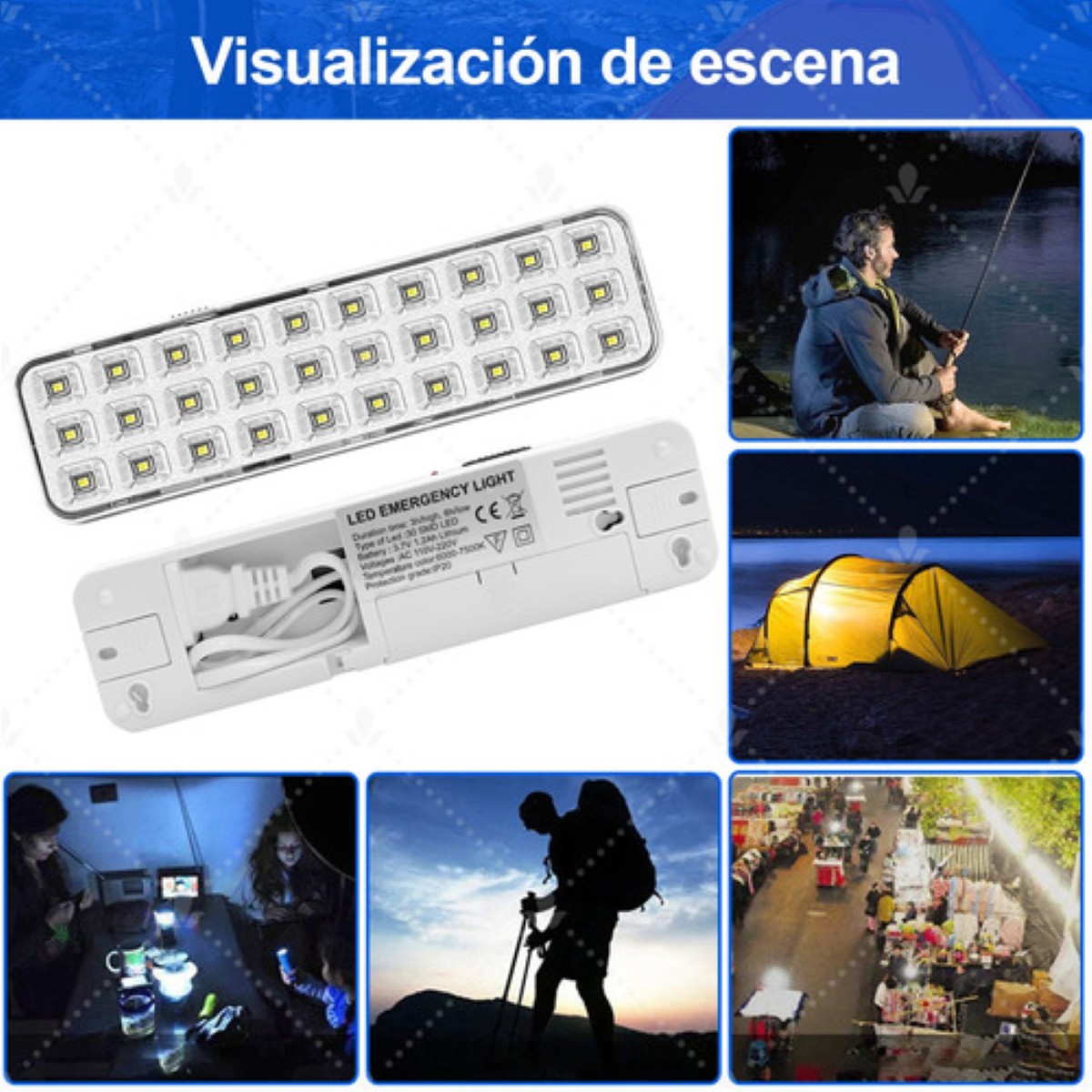 Lámpara De Emergencia 30 Leds Batería Recargable Blanca