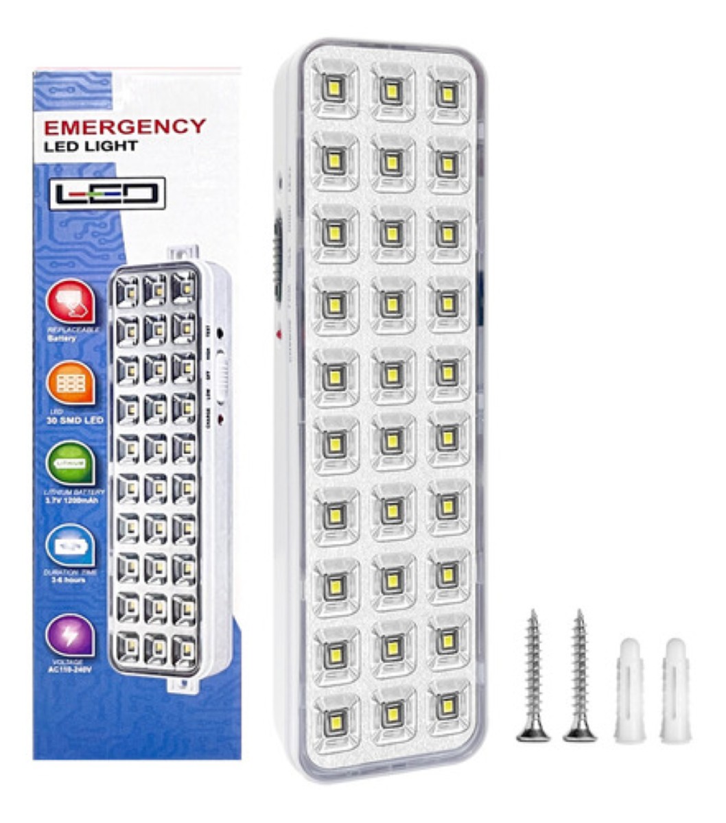 Lámpara De Emergencia 30 Leds Batería Recargable Blanca