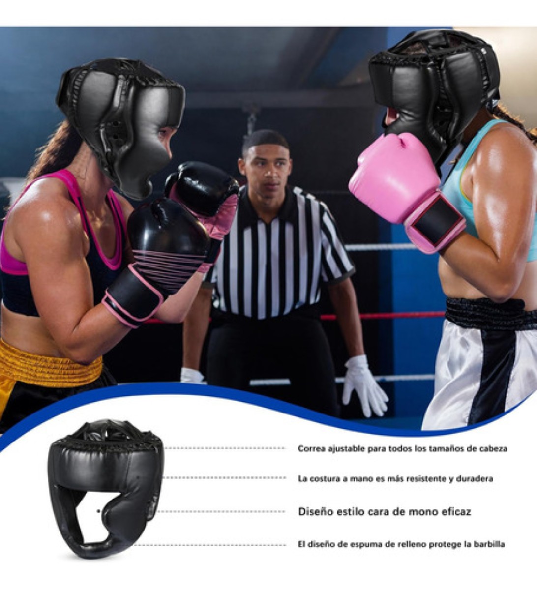 Careta Casco Para Boxeo Taekwondo De Barra Protector Cabeza NEGRO
