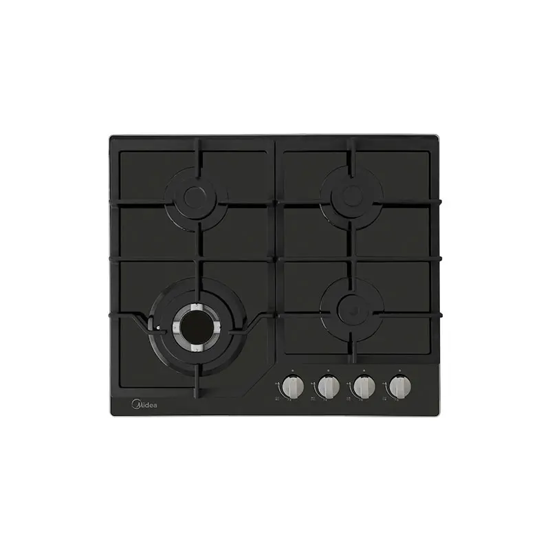 Parrilla de Empotre Midea MTGB24R3402GG 24" 4 Quemadores Cristal Templado Negra