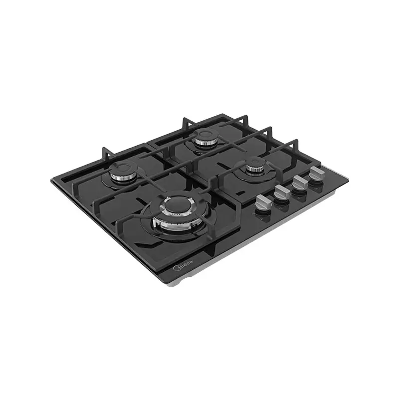 Parrilla de Empotre Midea MTGB24R3402GG 24" 4 Quemadores Cristal Templado Negra