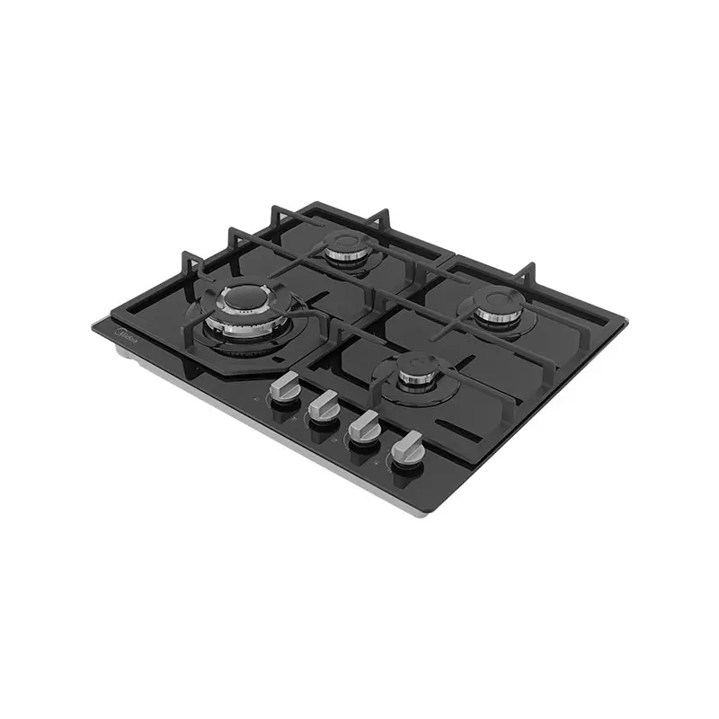 Parrilla de Empotre Midea MTGB24R3402GG 24" 4 Quemadores Cristal Templado Negra