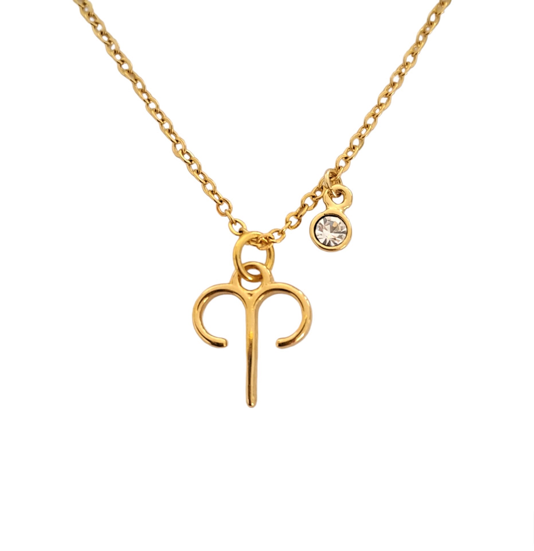 Collar Signo Zodiacal Aries con Cristal en Chapa De Oro Premium