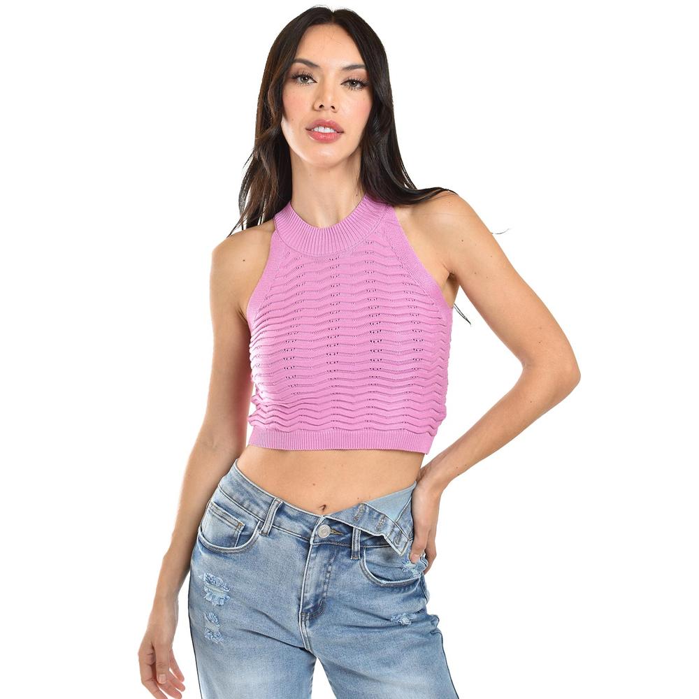 Crop top de textura ondulada /Juvenil, 0169 (Lila)