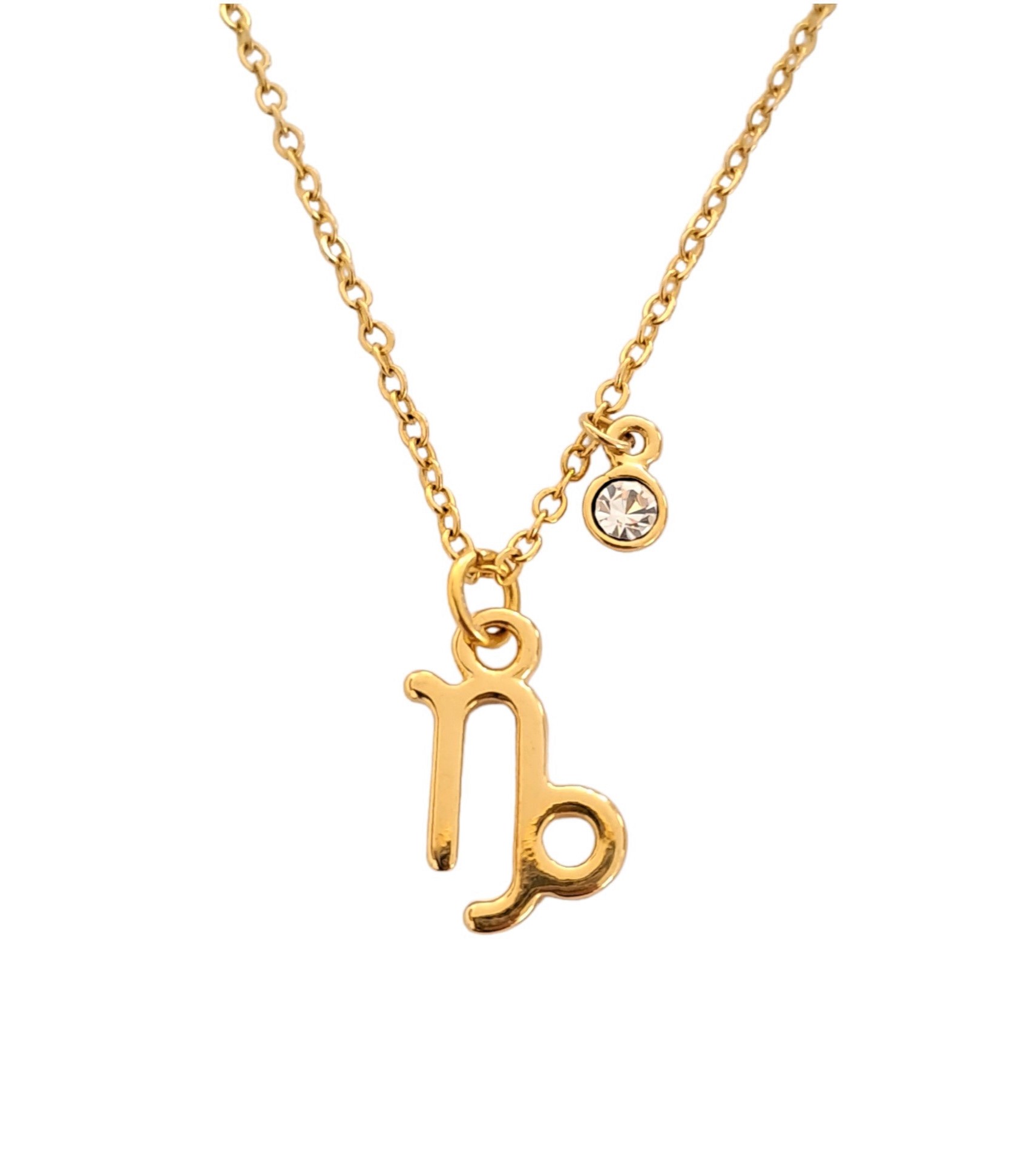 Collar Signo Zodiacal Capricornio con Cristal en Chapa De Oro Premium