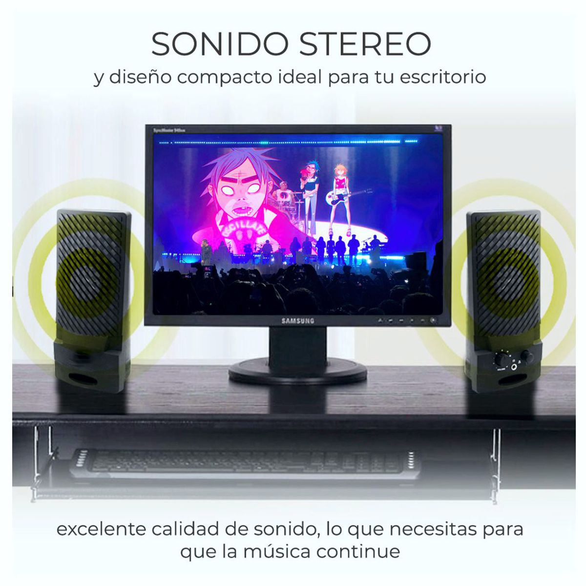 Bocinas Para Computadora Conexion 3.5mm y USB Sonido Estereo