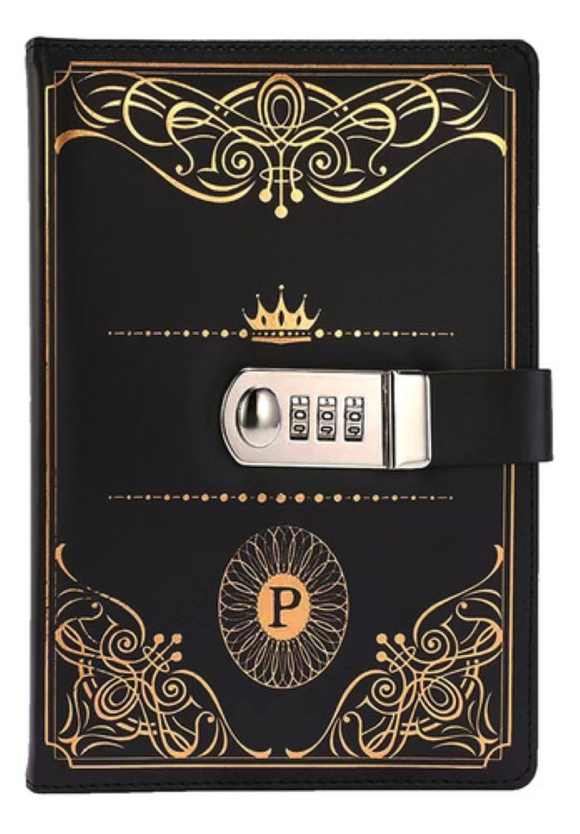 Agenda De Cuero Con Candado Diario Personal 150 Hojas A5 negro