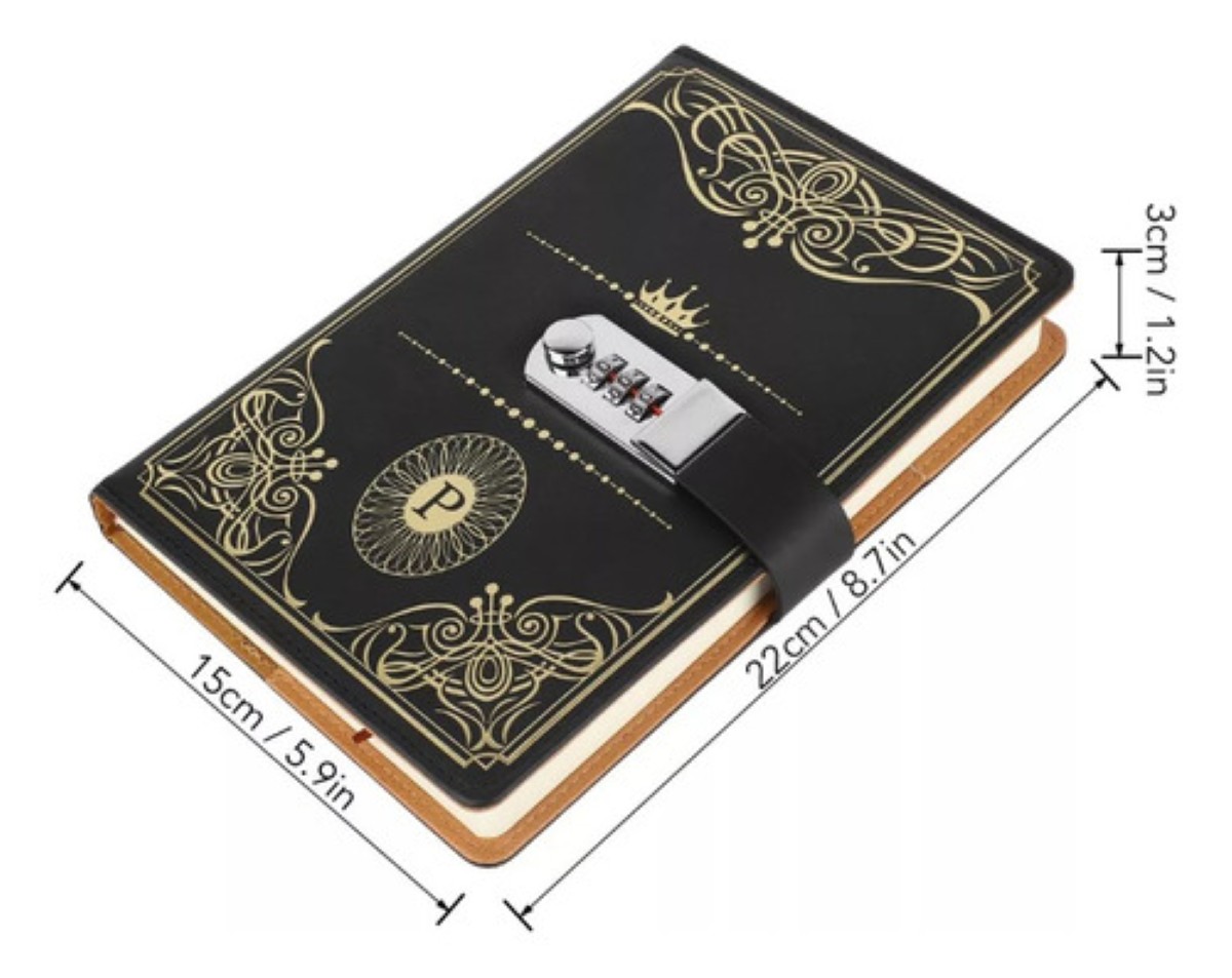 Agenda De Cuero Con Candado Diario Personal 150 Hojas A5 negro