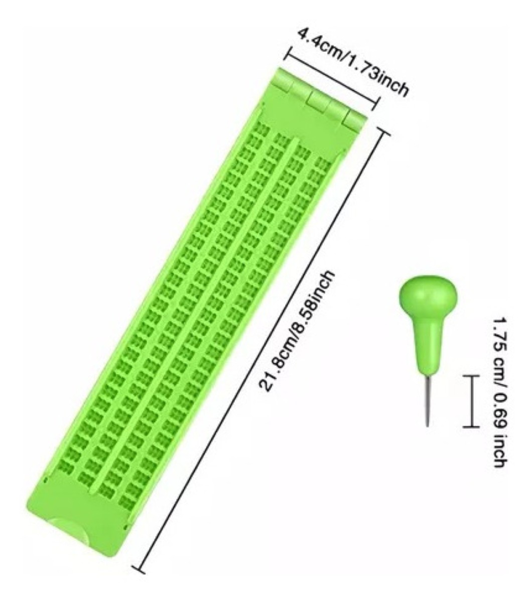 Regletas Escritura En Braille Incluye Punzón Trae Dos Bolígr verde