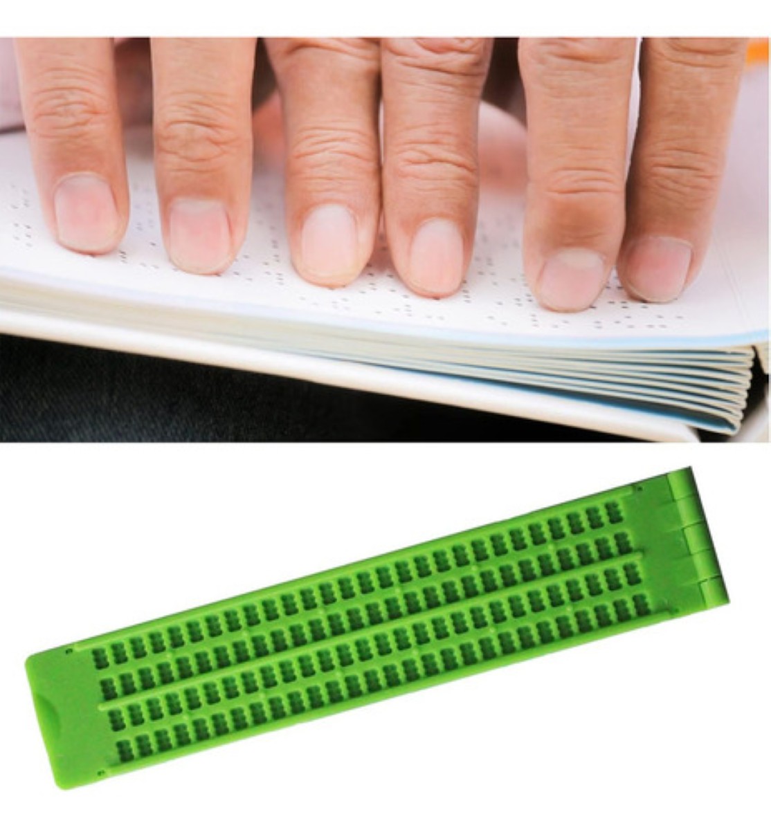 Regletas Escritura En Braille Incluye Punzón Trae Dos Bolígr verde