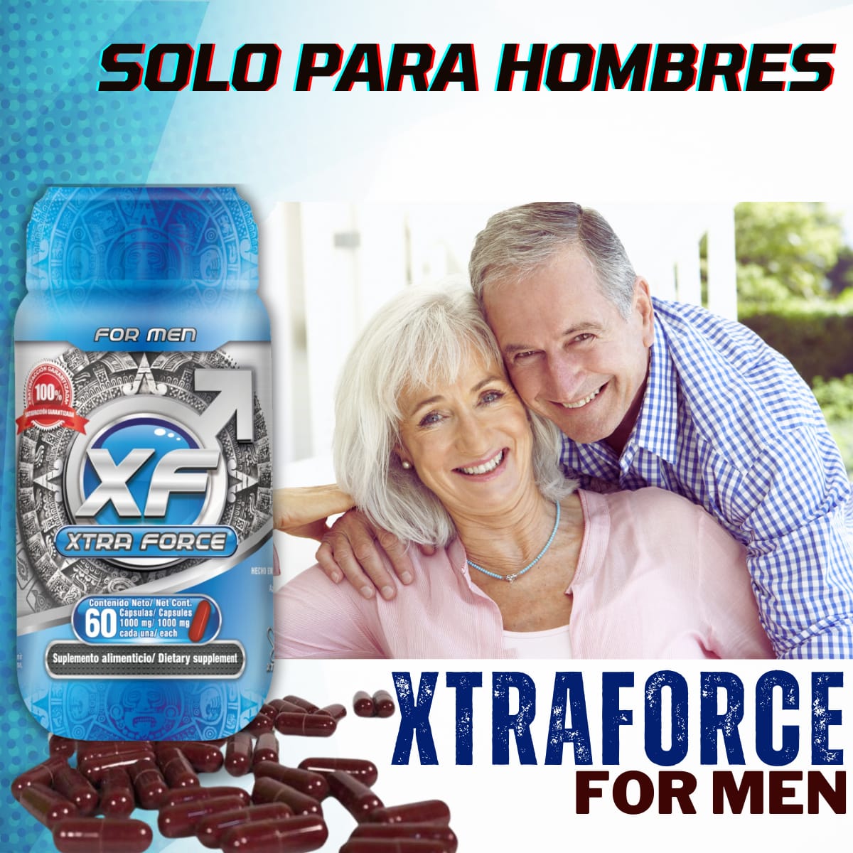 Vigorizante masculino, Próstata Sana, Xtraforce 100% Garantizado  Frasco 60.